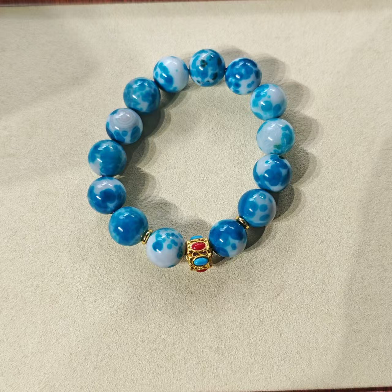 盛世典藏 南极冰古稀料海纹参玉健忘石手串G54 多样性发拍一发一