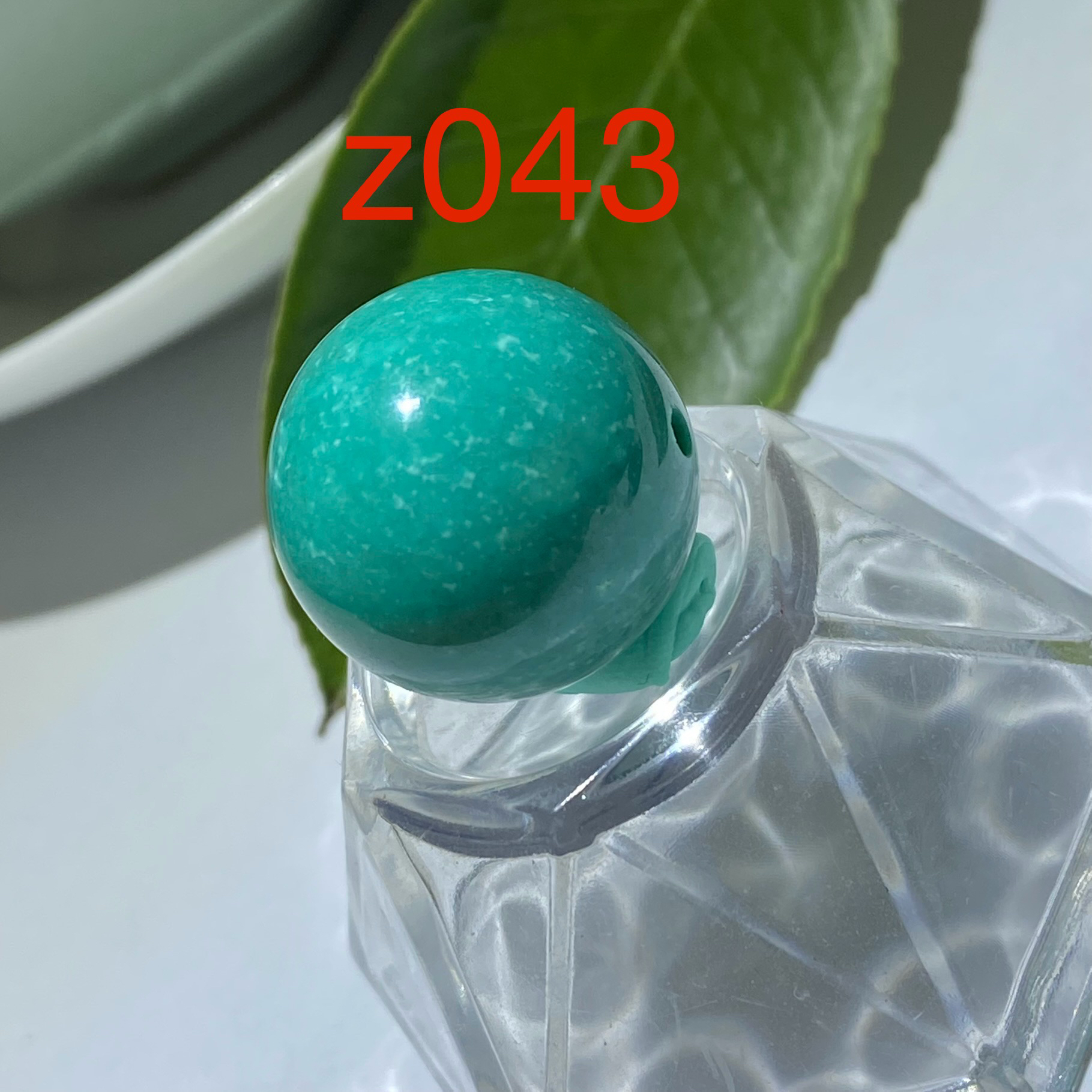 Z043天然原矿绿松石高瓷雪花松玉化料大圆珠，品质与颜值18.5mm