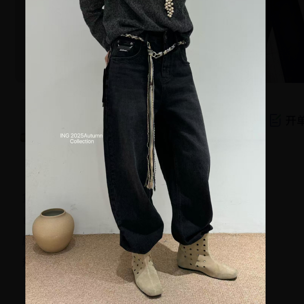 印迹#3667春秋福利无弹弯刀牛仔裤（不配腰带）裤长：103cm