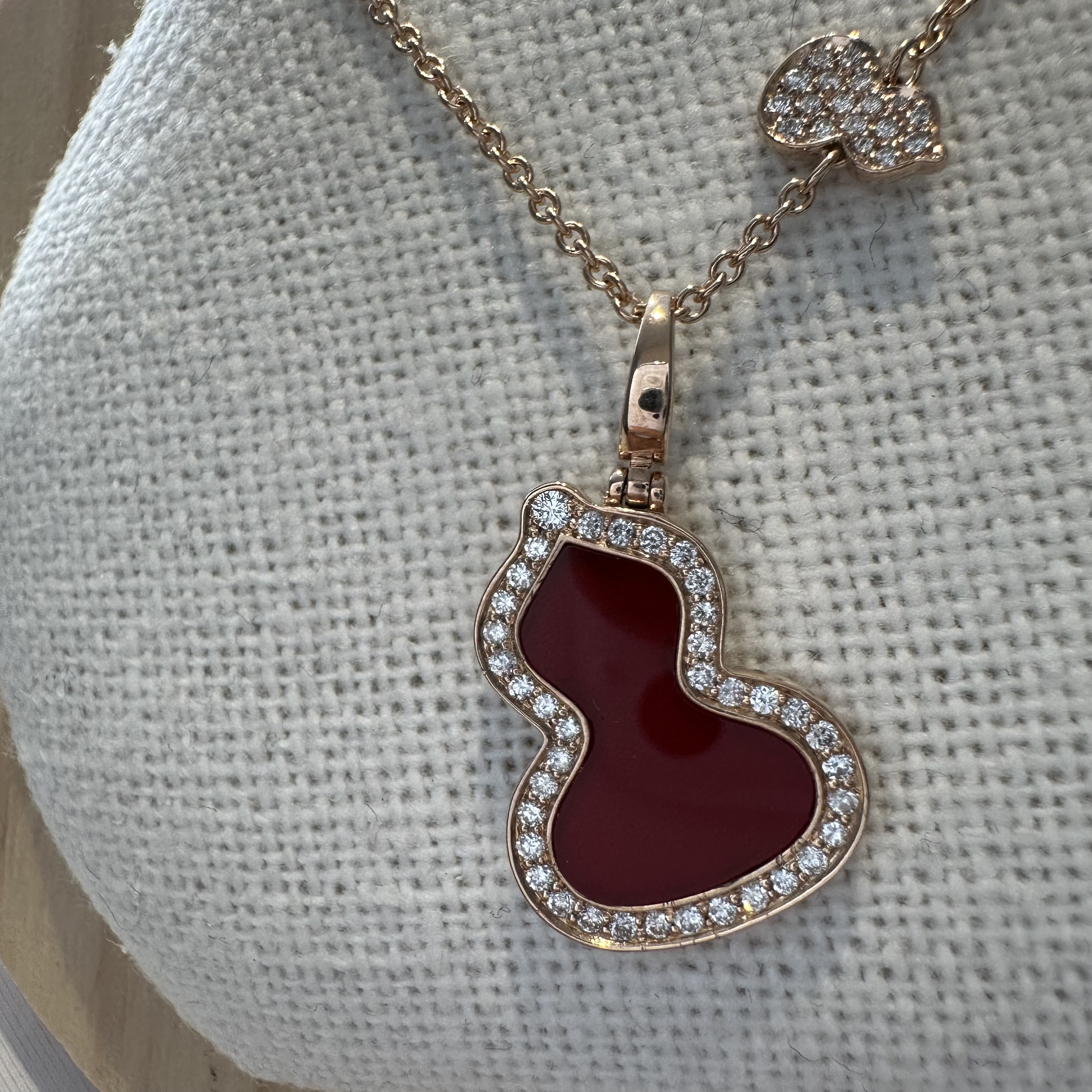 实验室培育钻石18K金满钻玛瑙红葫芦项链轻奢小众百搭