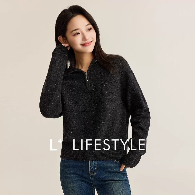 【谷邦L+ 】lifestyle 半拉链宽松翻领毛衣 L4471063-6