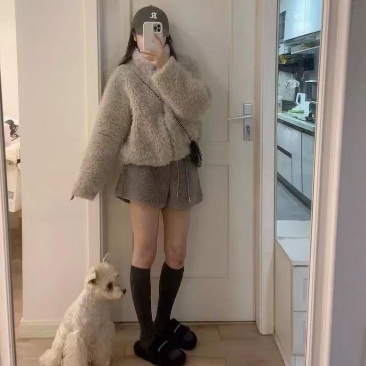 XIAO-Q冬款羊毛卷短裤秋冬这个冬天要穿得茸里茸气显瘦