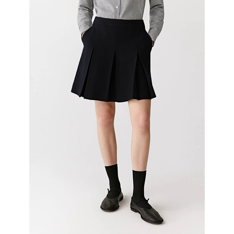 原厂孤品特价清！精纺羊毛弹力斜纹花呢及膝半身裙 R544