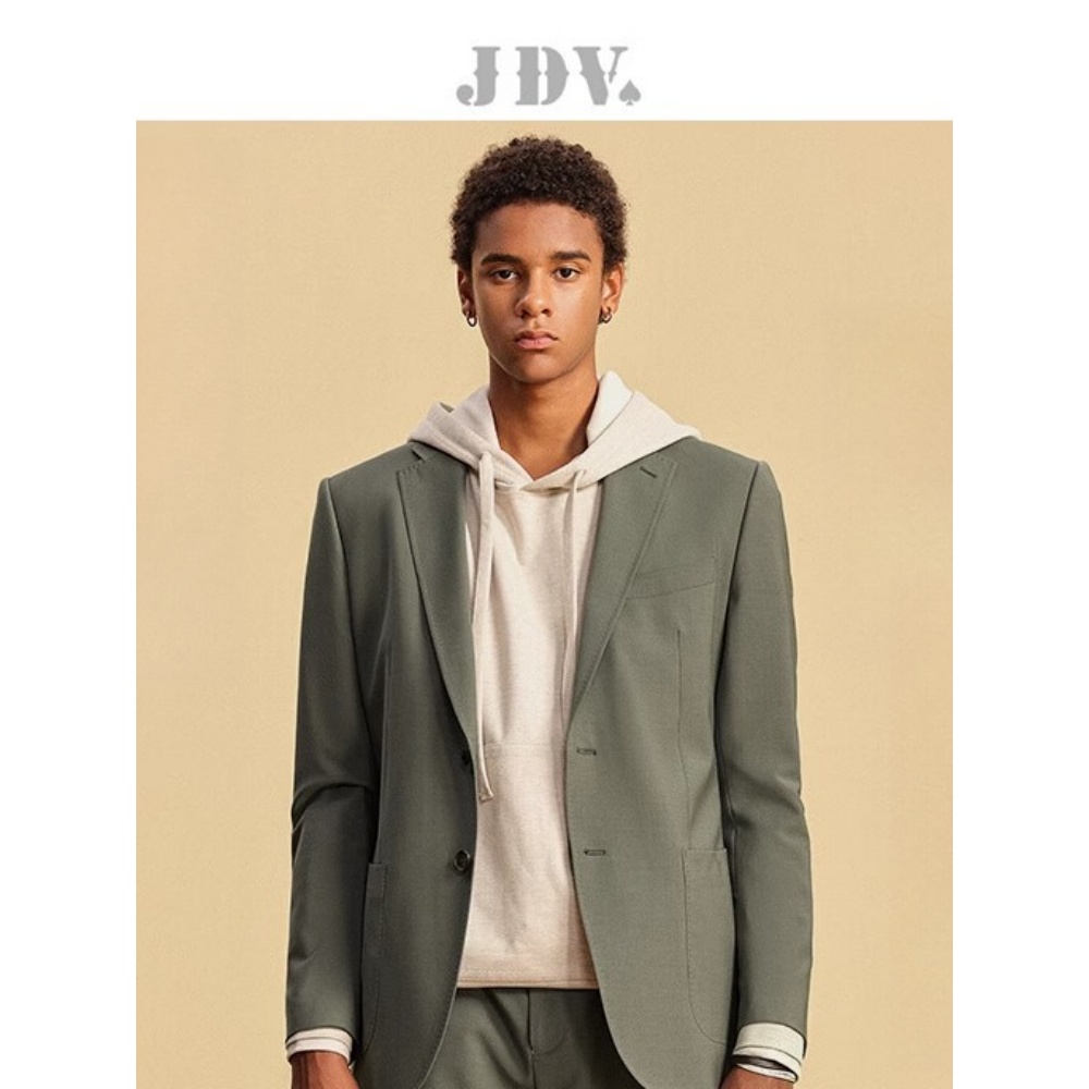 J.D.V男装春季新品商场同款绿色正装西装单排扣西服SMM4021