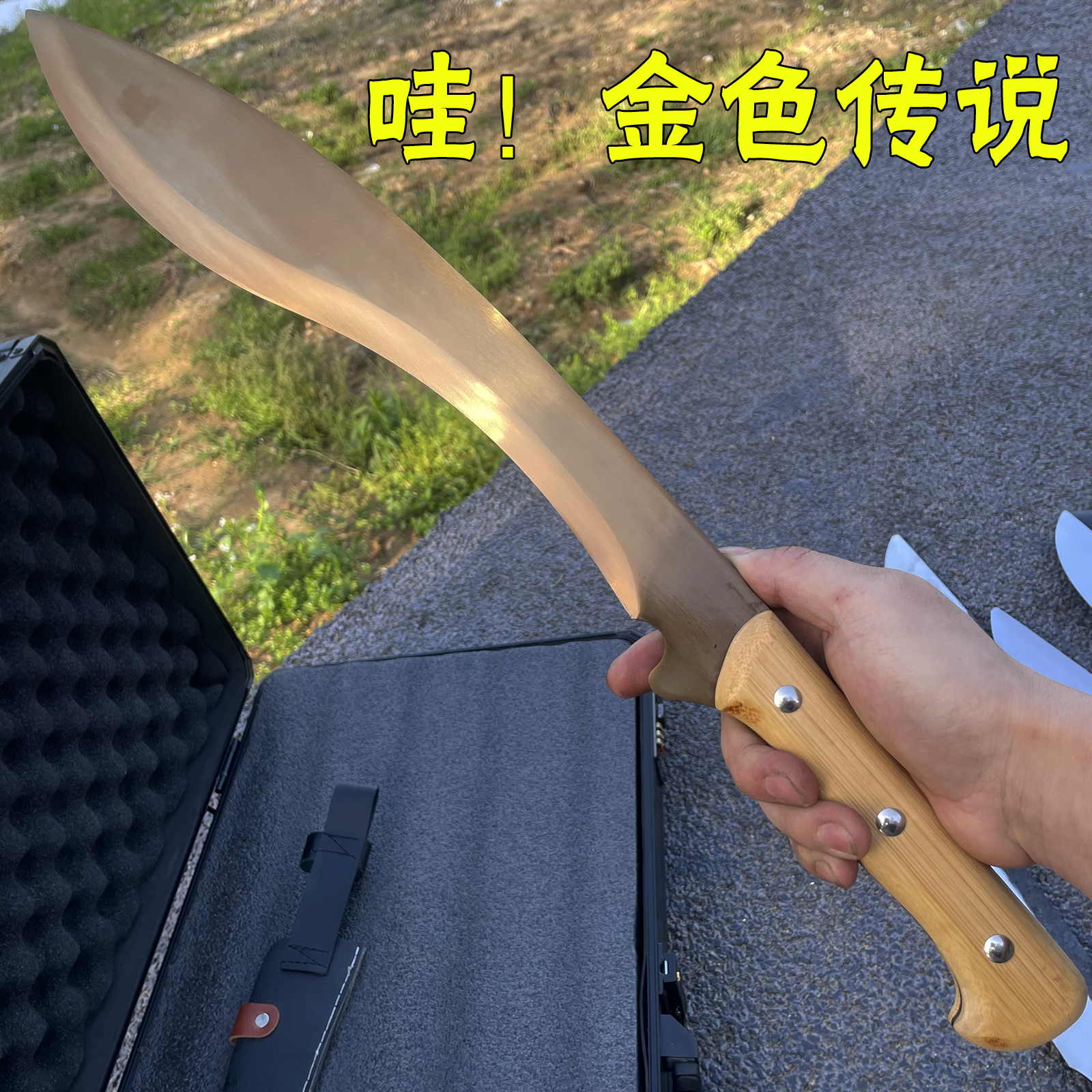 金色尼泊尔龙泉唐横刀绣春刀户外一体牛尾刀车载防身冷兵器未开刃