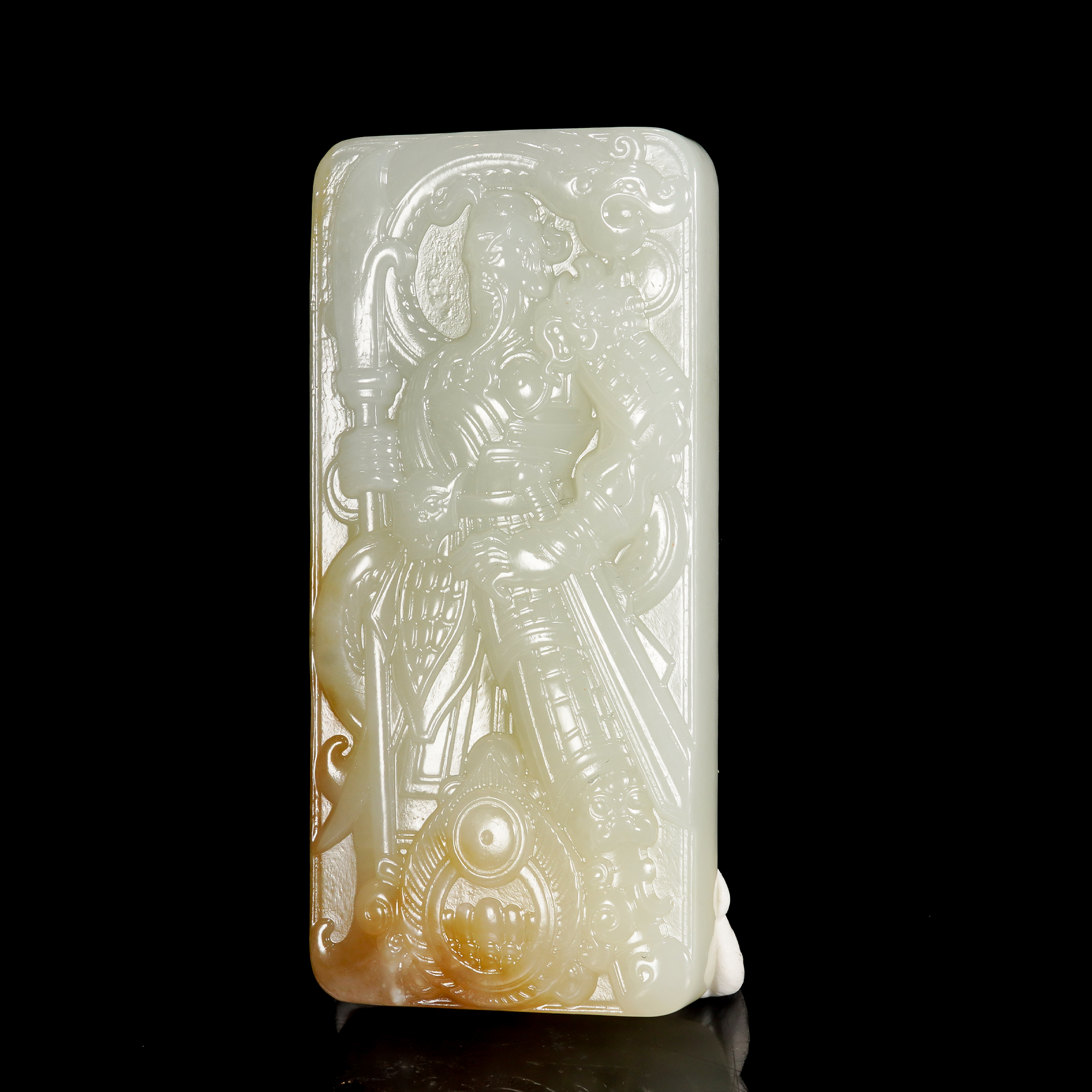 LOT.058和田玉雕关公牌/X4439