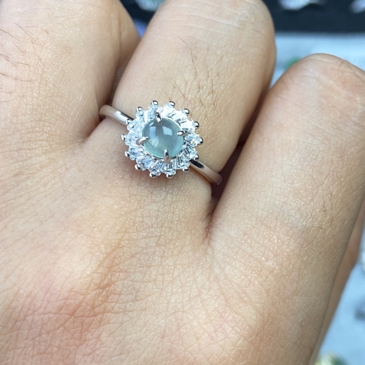 翡翠戒指银S925镶嵌戒指