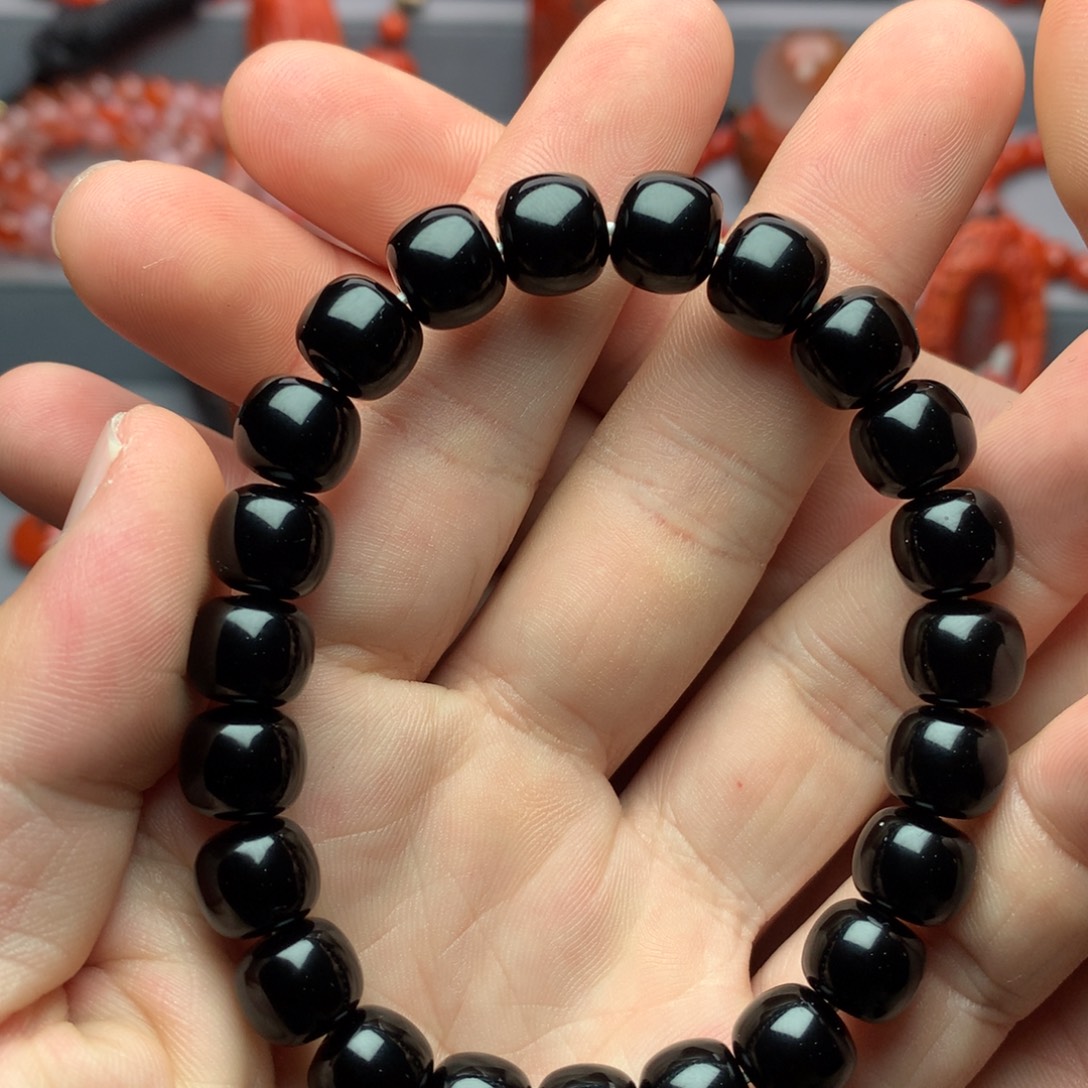 玛瑙/玉髓未镶嵌1黑玛瑙老型单圈