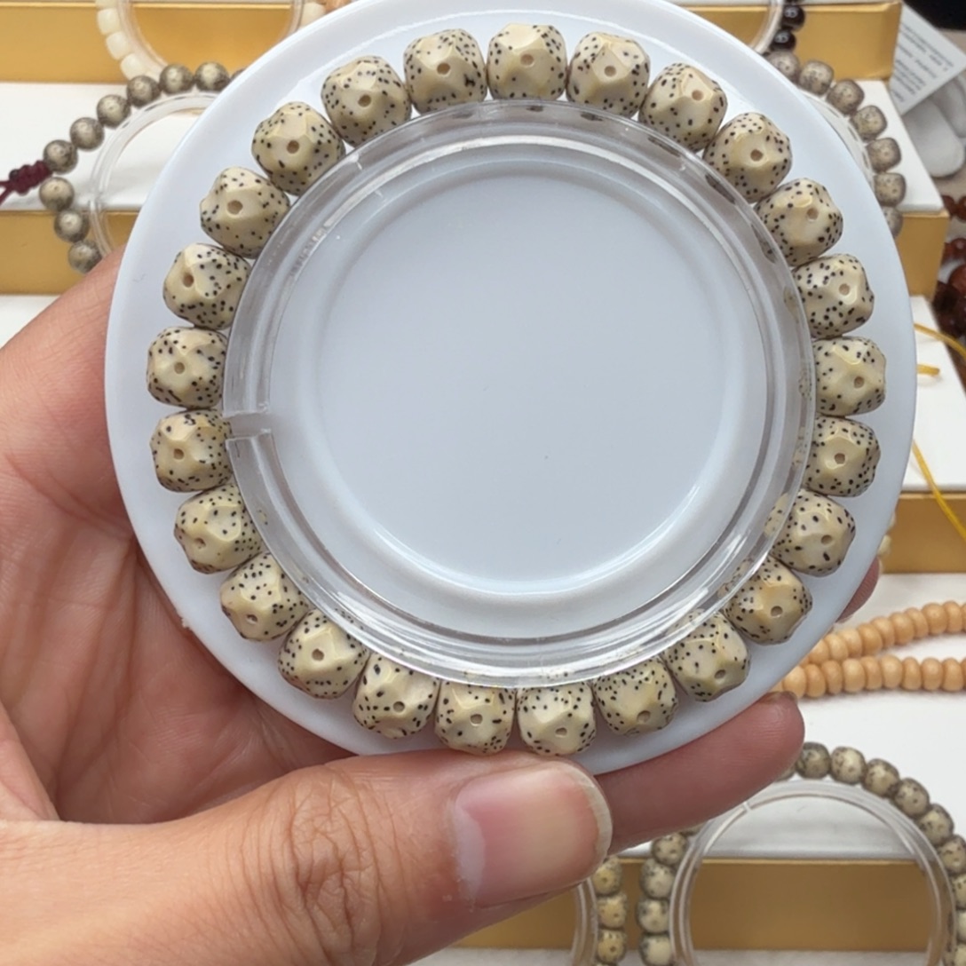 星月菩提手串纯手工骨瓷白眼睛留白小细星无相单圈