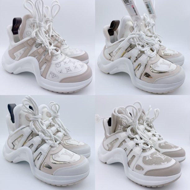 95新 LouisVuitton/路易威登 36-37码/奶茶色满印印花拱桥老爹鞋