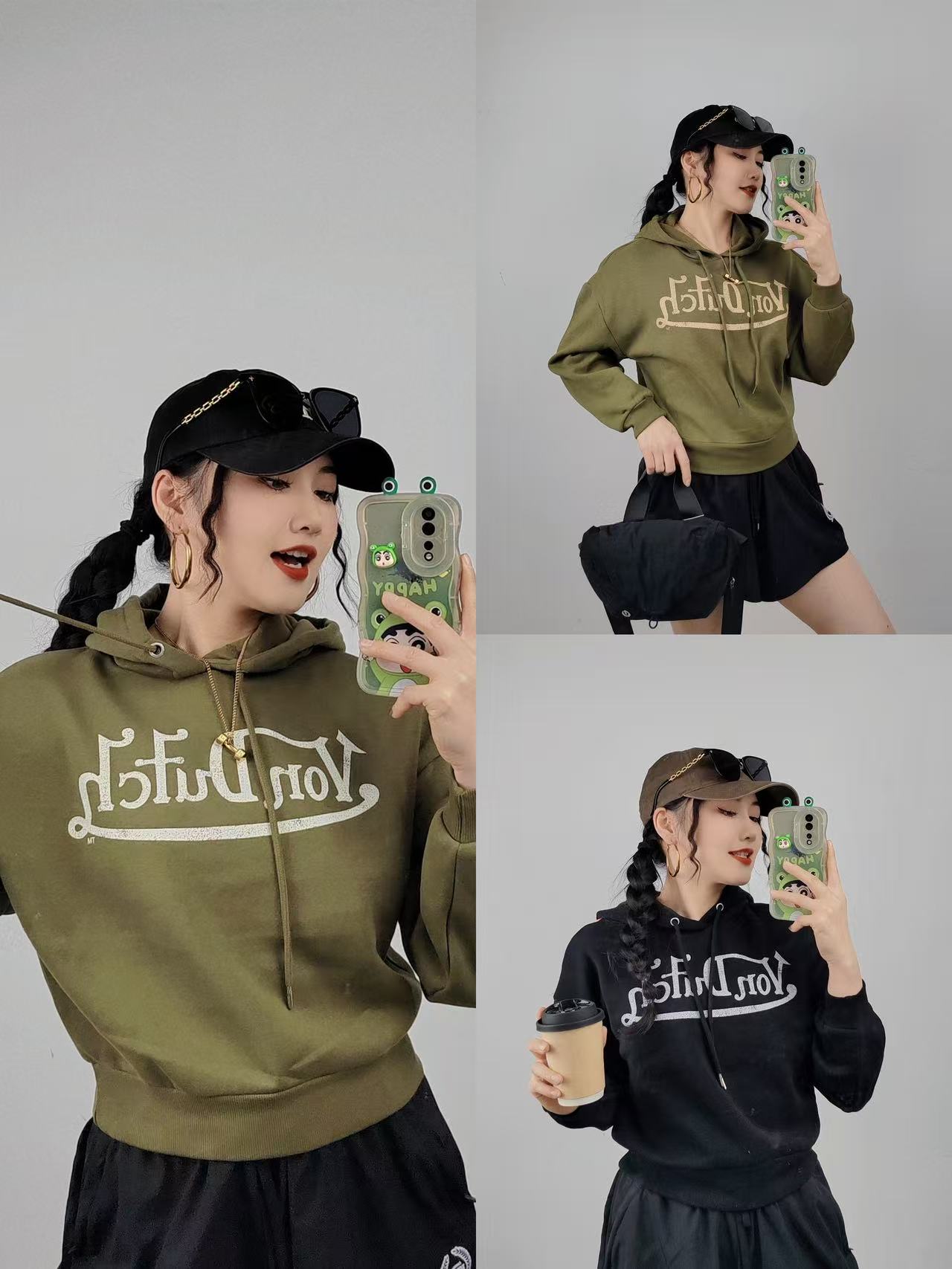 贵单~宽松休闲潮流百搭前字母Von套头加绒卫衣女（5AB）