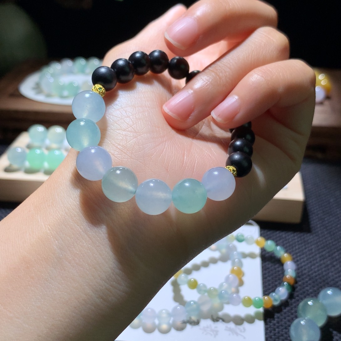 翡翠手串未镶嵌10+莫奈花园珠串