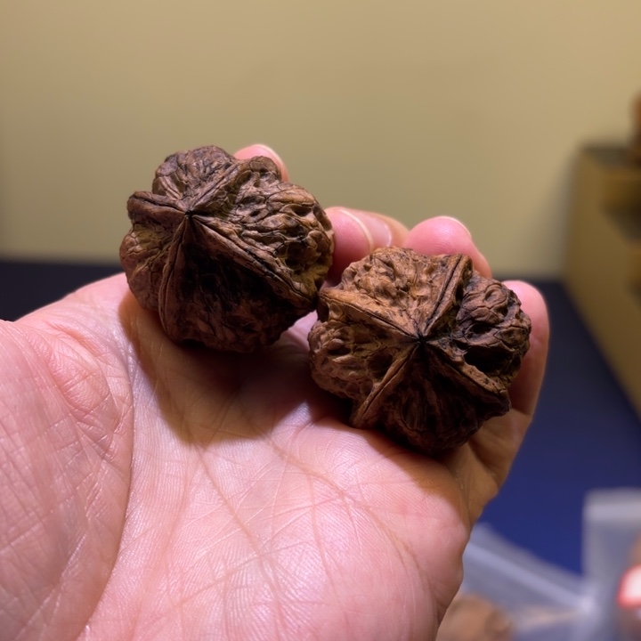 文玩核桃吊坠飘雪四棱