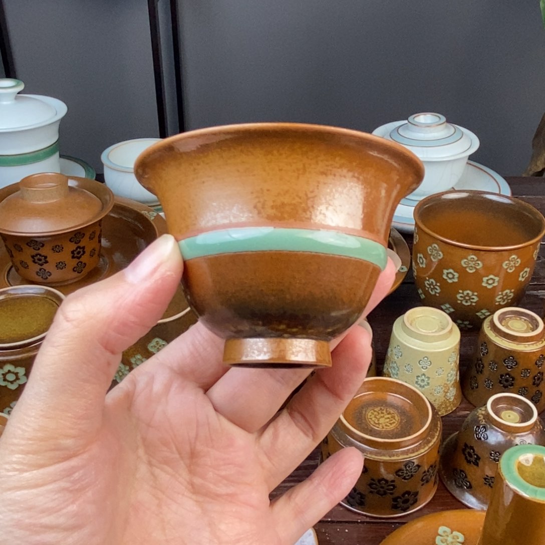 朱砂胎草木灰玉带缠腰 铃铛杯