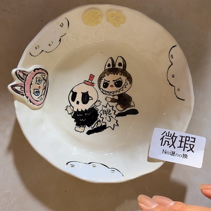 陶摆件不退不换卡通手绘