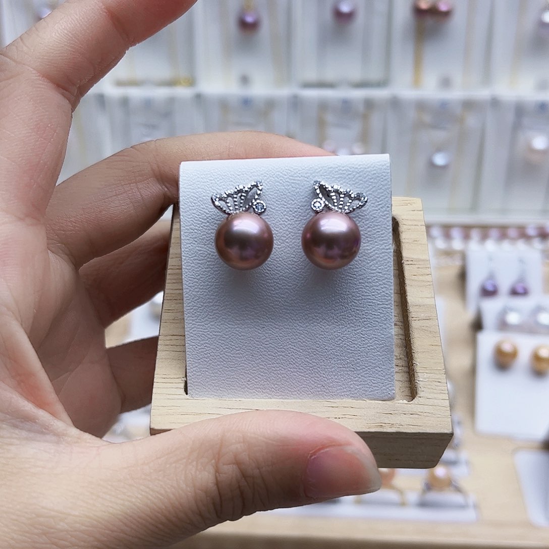 淡水珍珠耳饰银S925镶嵌