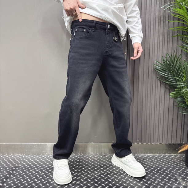 冬季新款百搭时尚潮流男士加绒直筒牛仔裤50088