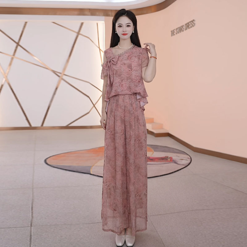 【两件套】夏季时尚女神修身洋气宽松气质休闲百搭显瘦减龄女装套裤