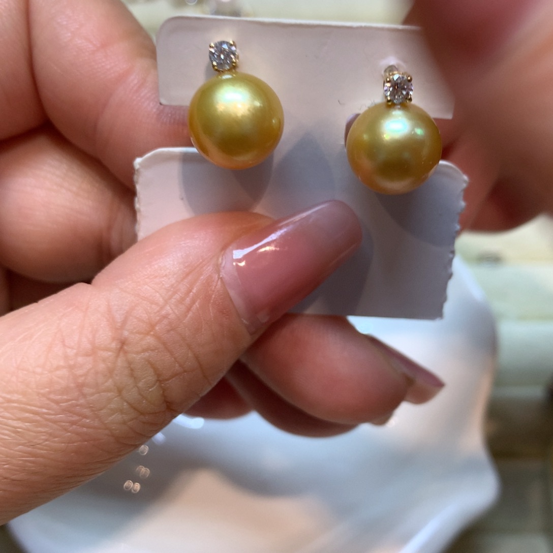 海水珍珠耳饰14K金镶嵌