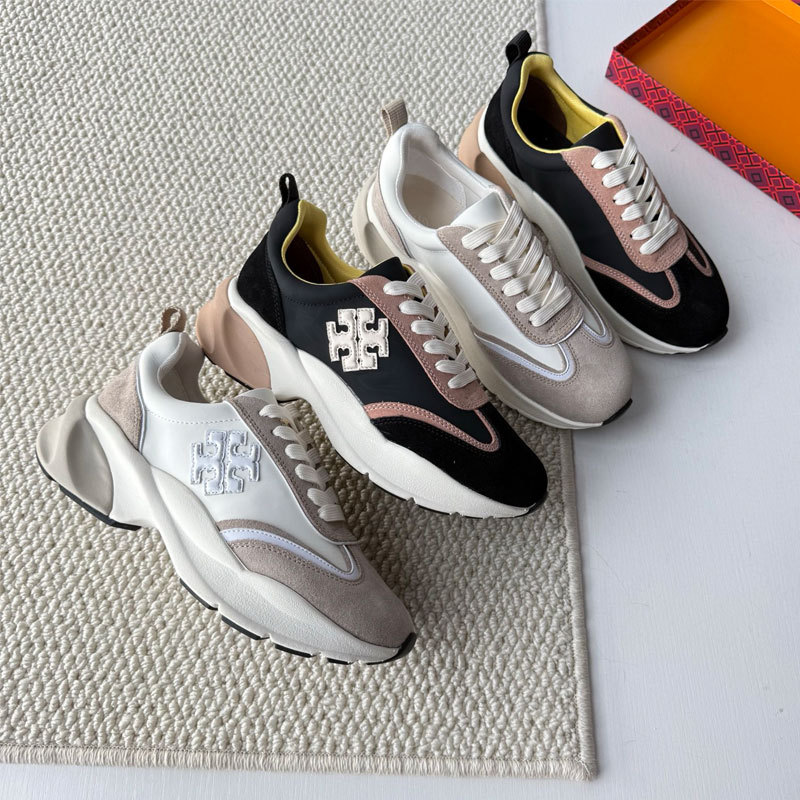 TB女鞋2025新款GOOD LUCK 运动鞋真皮内增高休闲老爹鞋女款