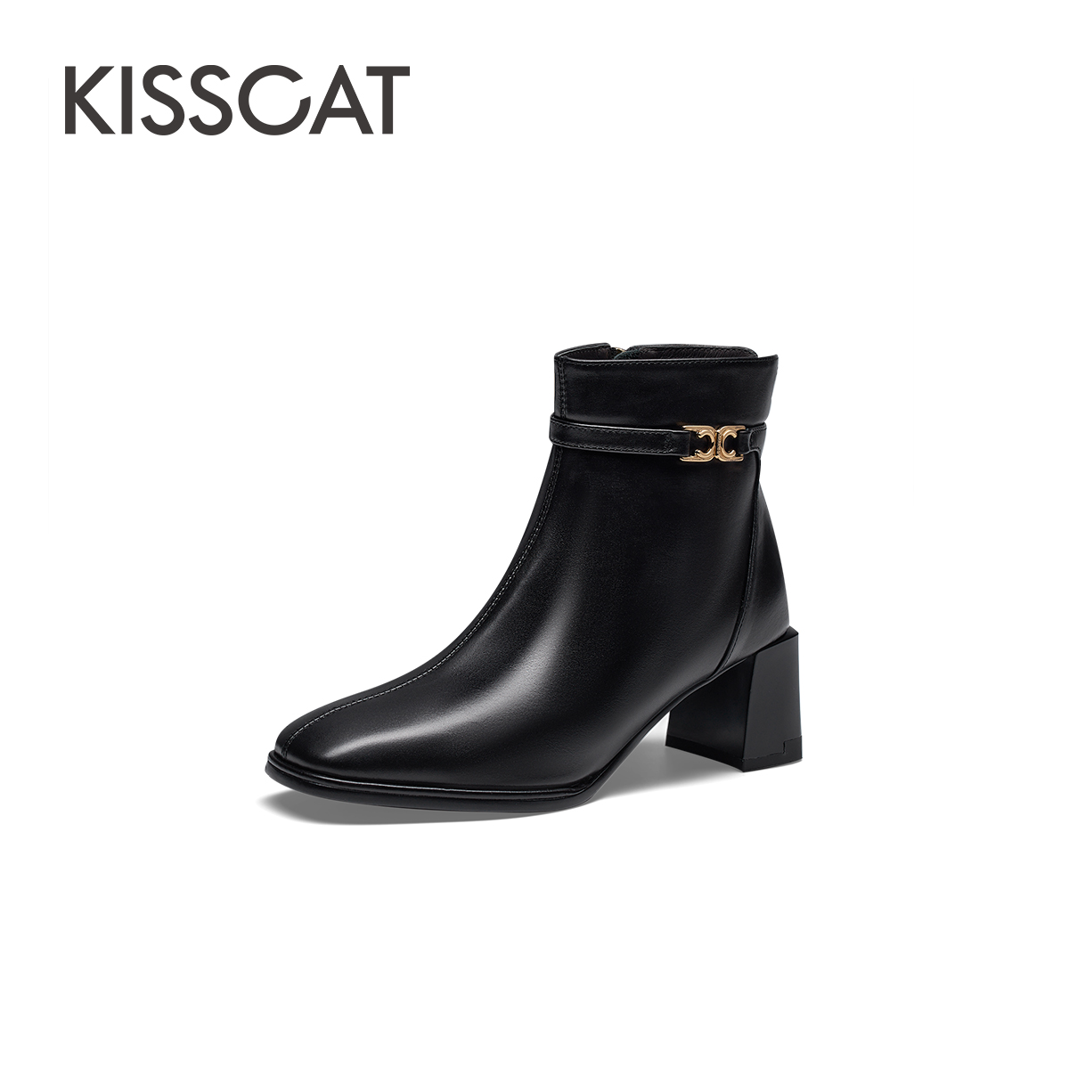 【嘉尔专属】接吻猫瘦瘦靴真皮精致高跟靴增高时装靴女KA43712-10