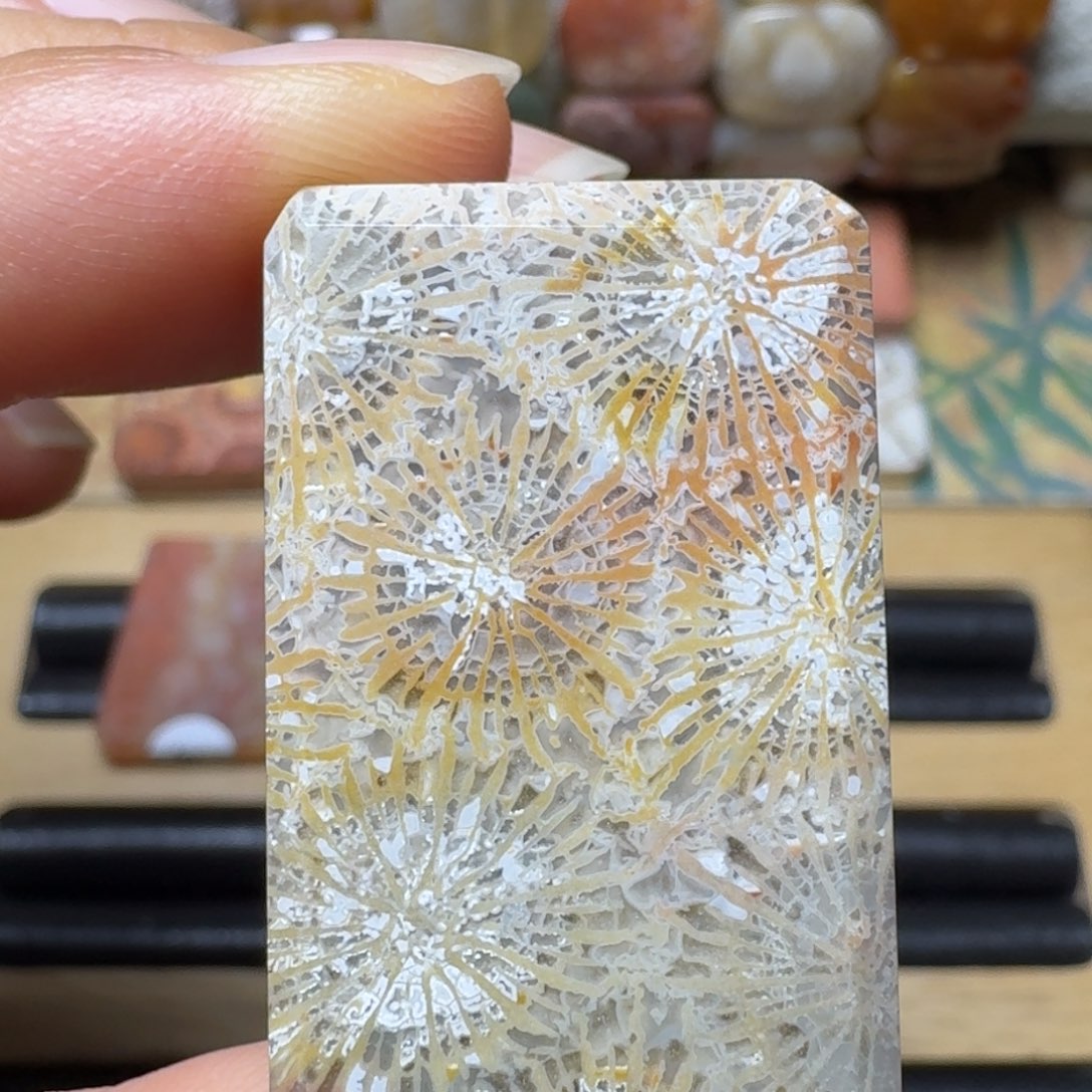 硅化玉油画风大花，可盘未镶嵌