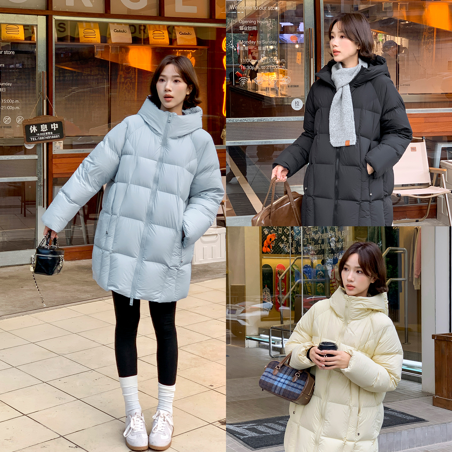 【诗诗】【奶油欧包】FS511W045休闲连帽羽绒服