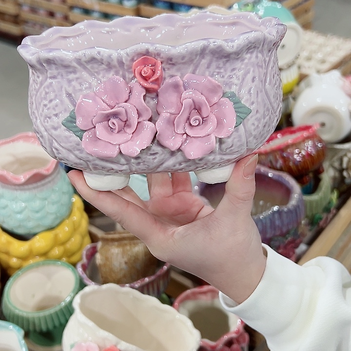 有孔.凑满10元发货多肉陶瓷花盆！