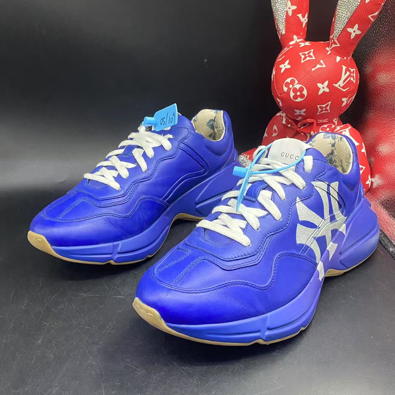 95新 GUCCI/古驰 【聚星优选】舒适蓝色扬基联名老爹鞋41欧码as109