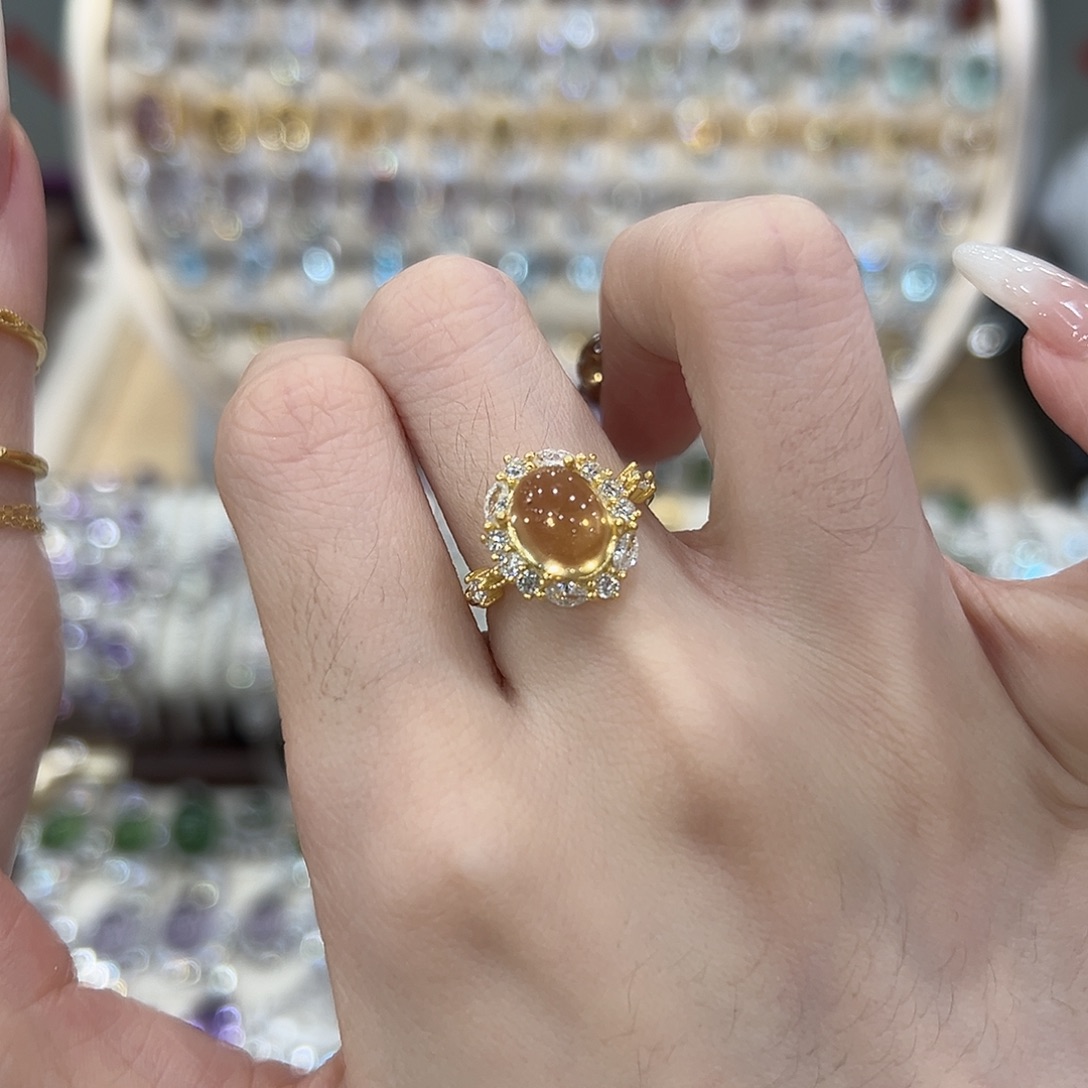 戒指银S925镶嵌黄晶