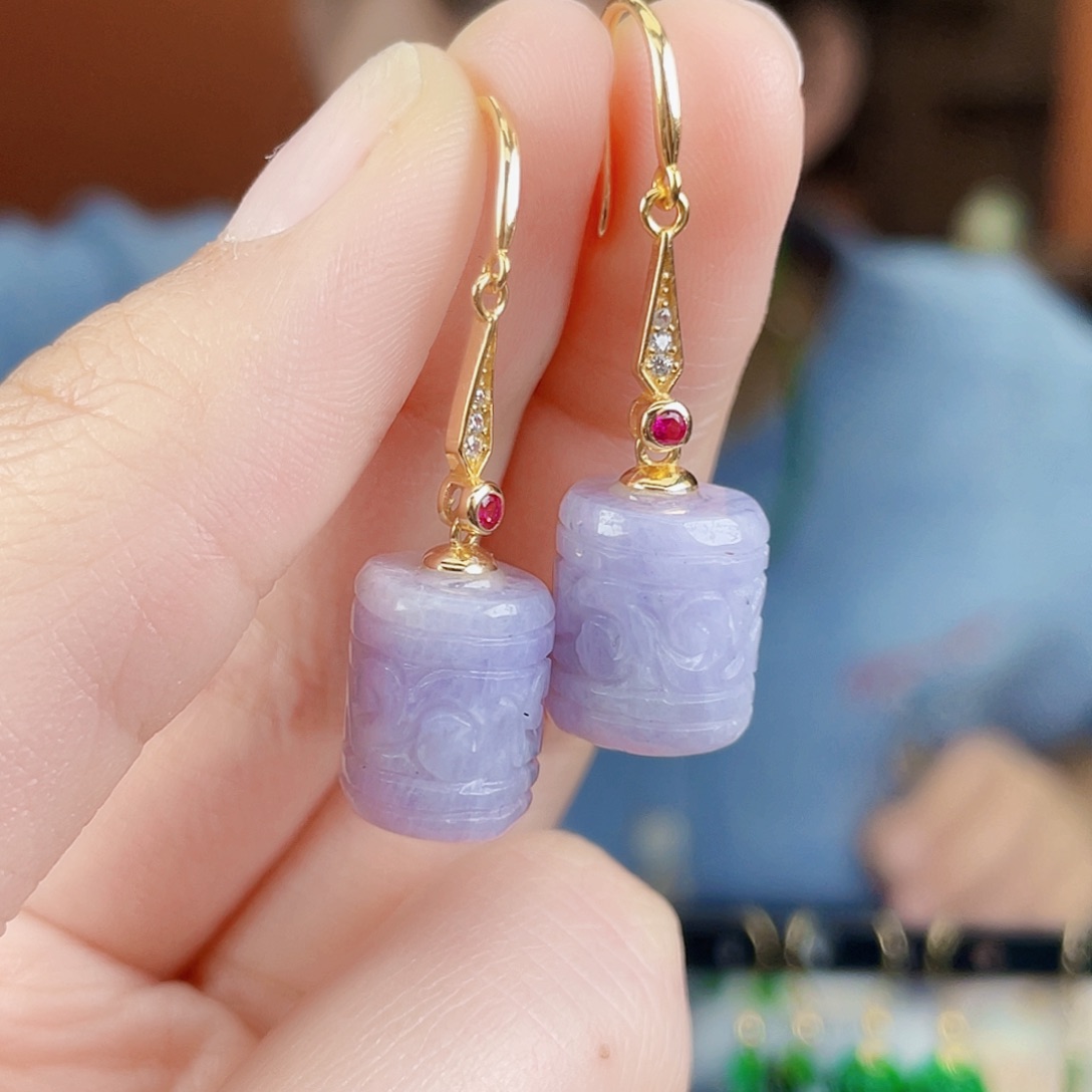 翡翠银S925镶嵌耳饰