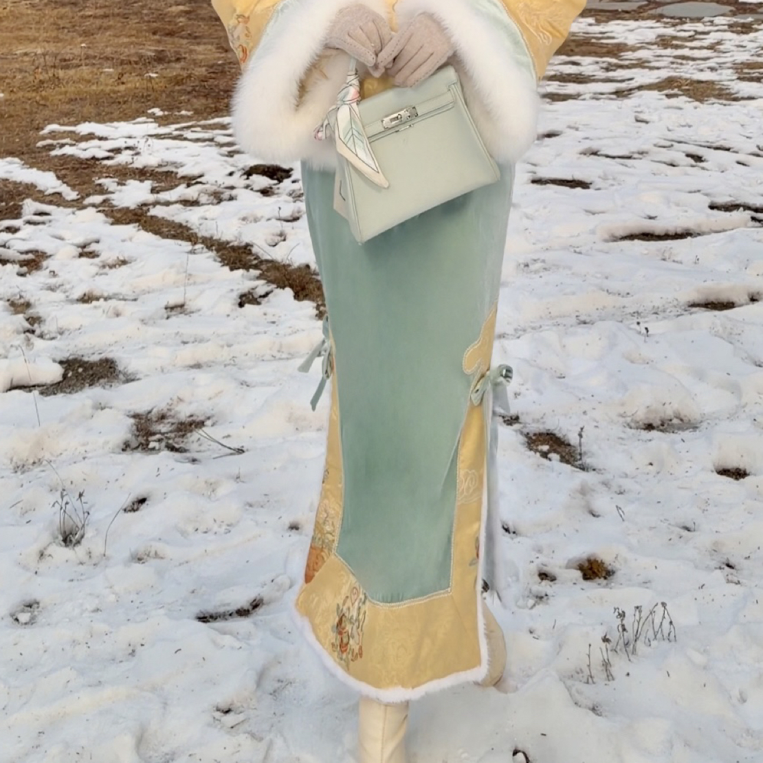 【媛珠 金山圣雪半裙】重工提花国风贵气时尚套装鱼尾气质