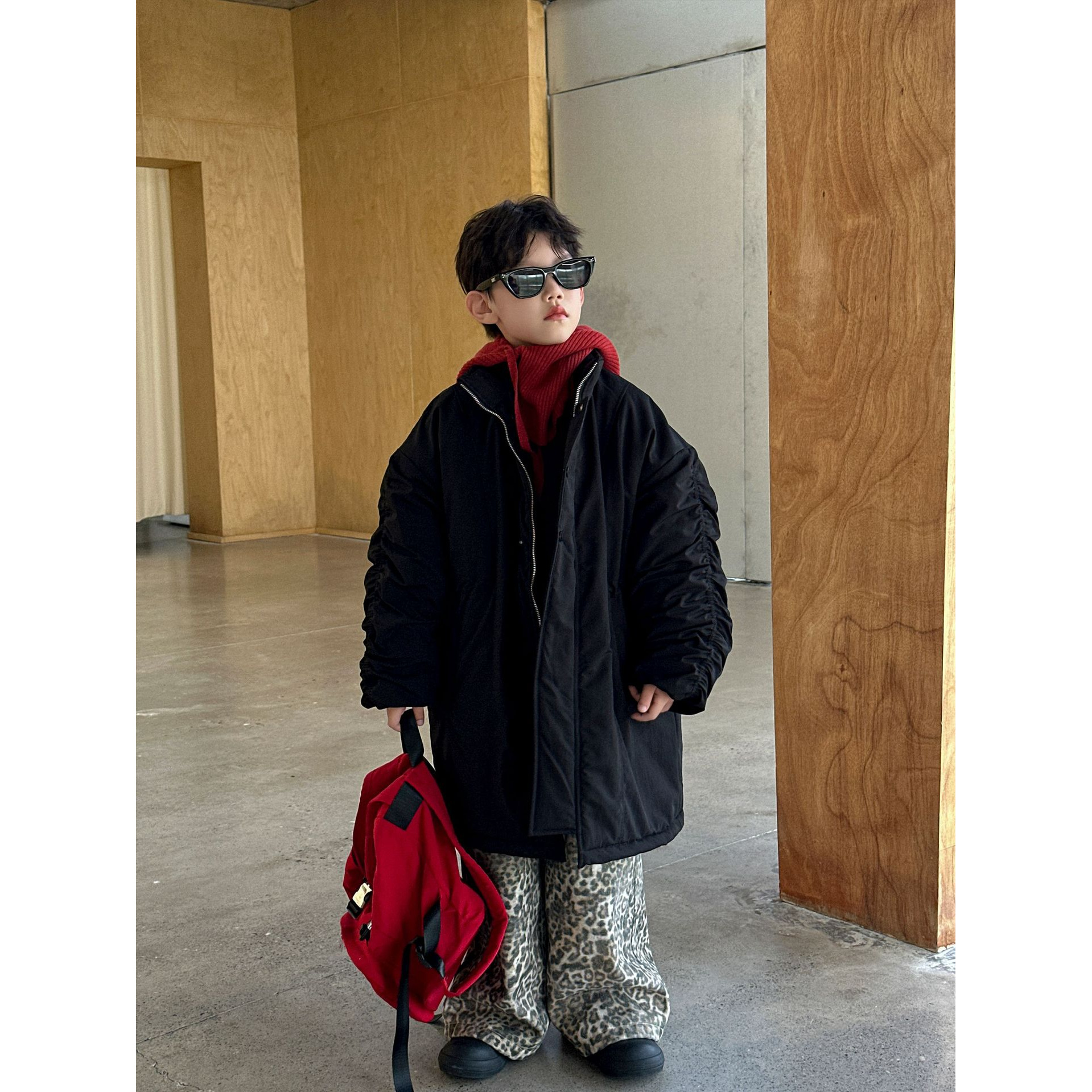 童装男童冬款棉衣中长款2025冬季新款儿童加厚保暖棉服夹棉外套潮