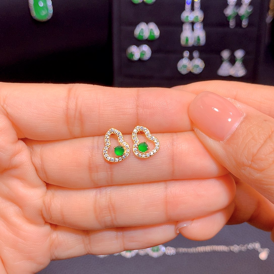 翡翠银S925镶嵌耳饰多样性