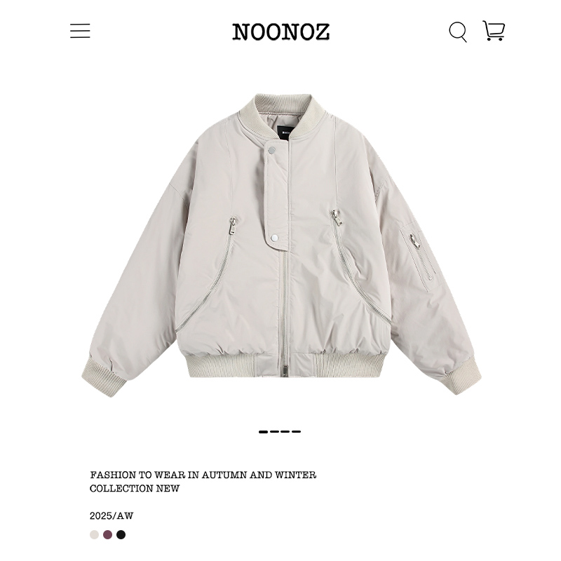 NOONOZ冬季潮牌拉链解构美式棉衣男中性风保暖设计感棒球服外套