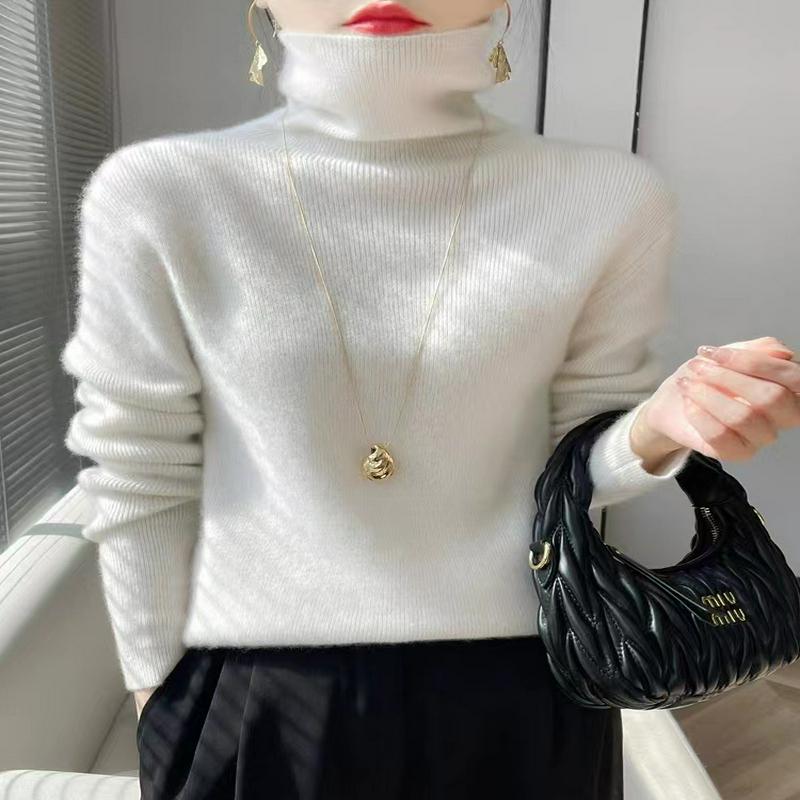 春秋打底毛衣女款纯色休闲长袖针织高领显瘦内搭新款修身上衣