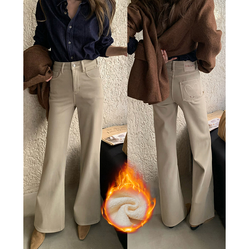 爱心后袋设计微喇牛仔裤女2025冬季新款高腰小个子显瘦提臀喇叭裤