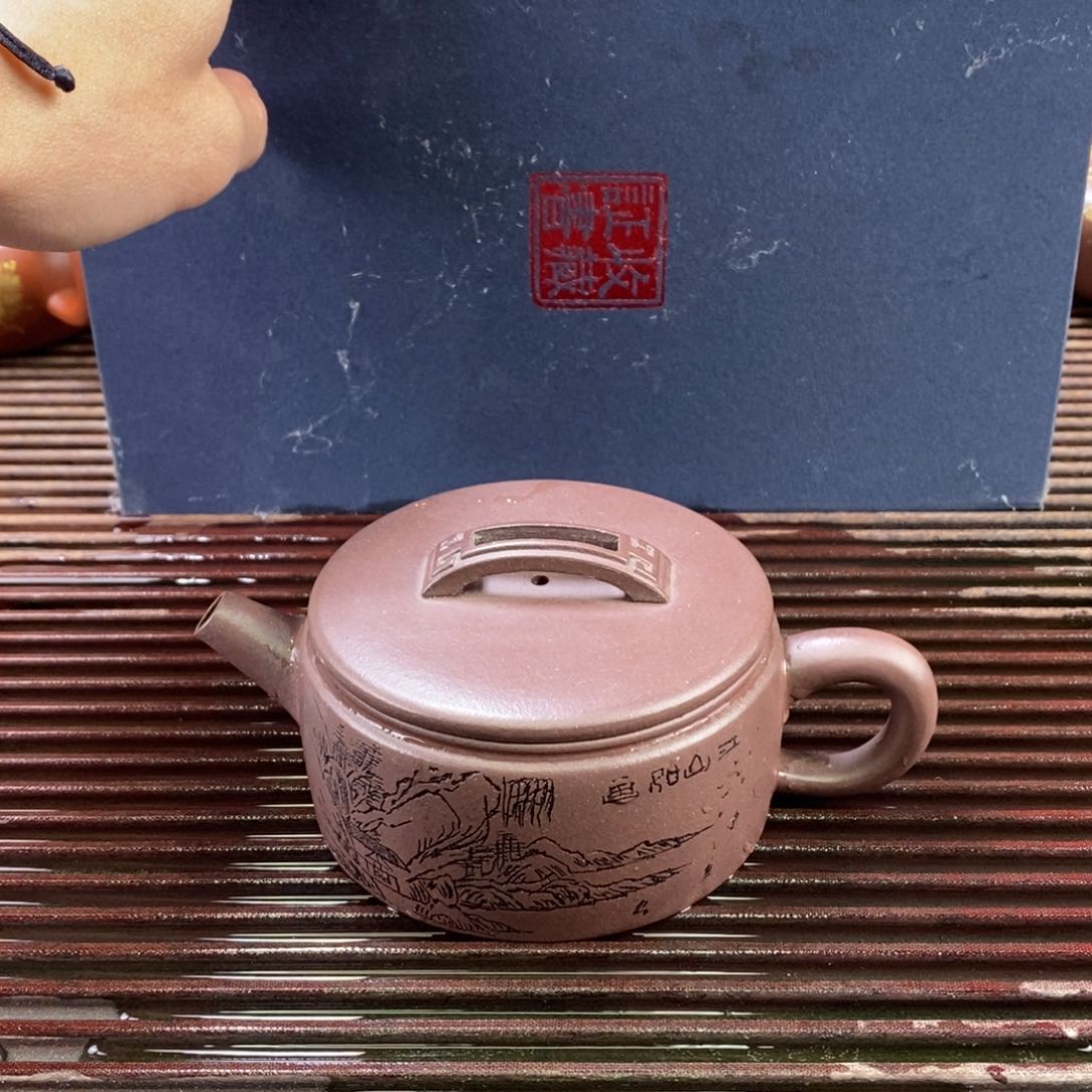 紫砂茶壶白7 汉瓦 紫泥