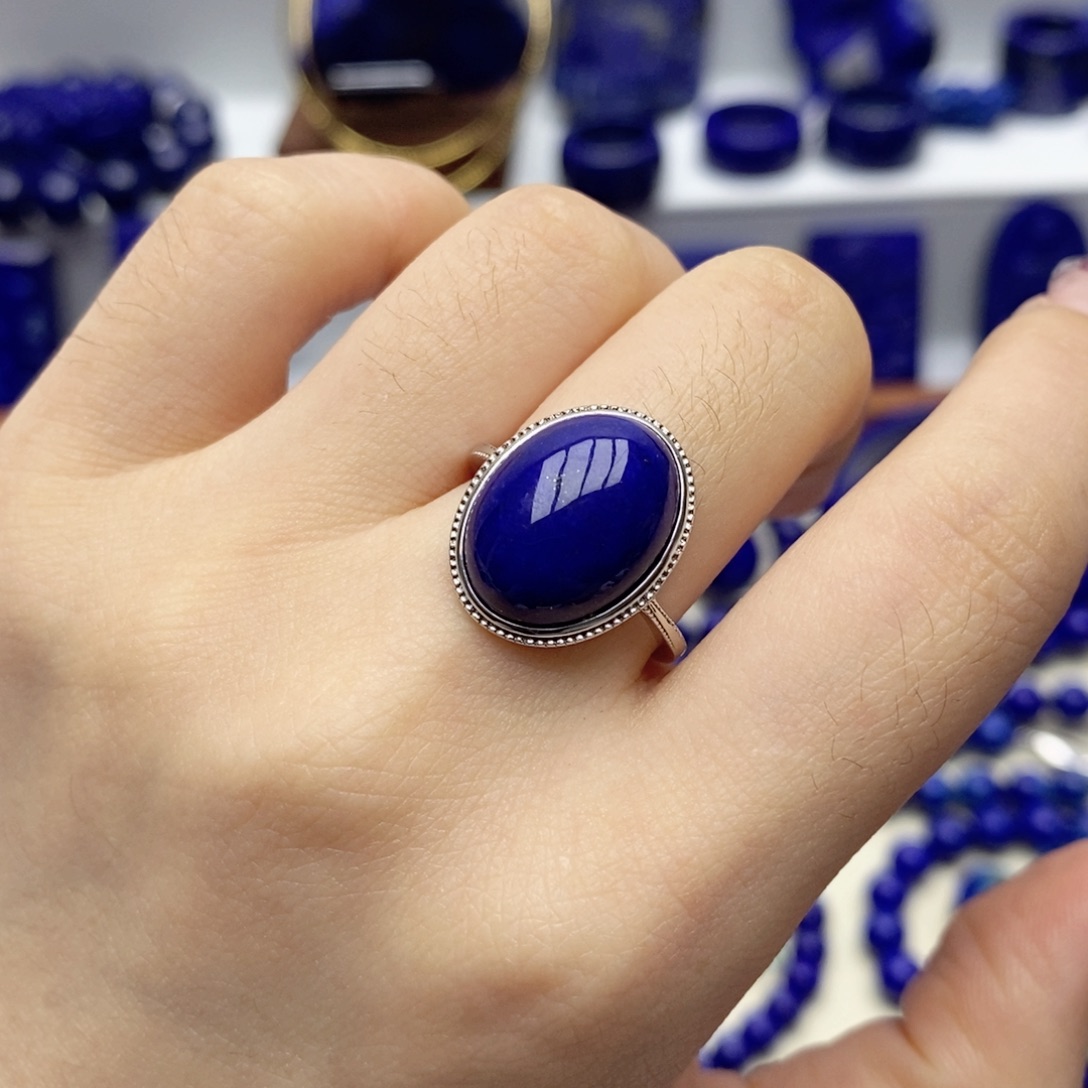 青金石银S925镶嵌戒指