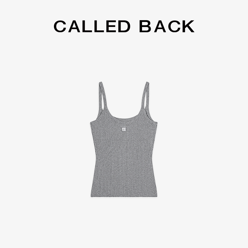 CALLED BACK2025短款针织无袖灰色运动休闲背心1-15