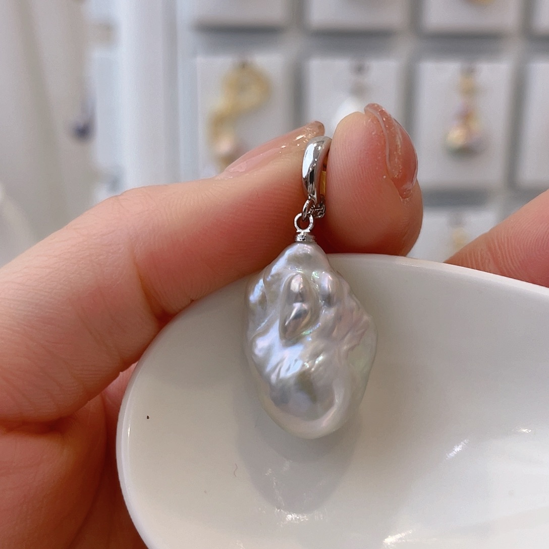 淡水珍珠天然珍珠巴洛克银S925镶嵌