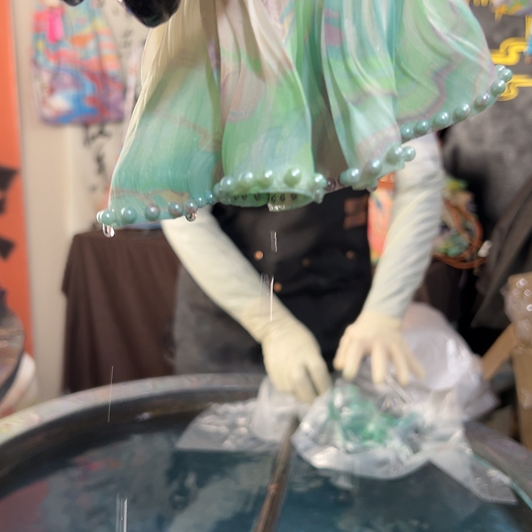 475新款百褶裙发圈绿地粉彩