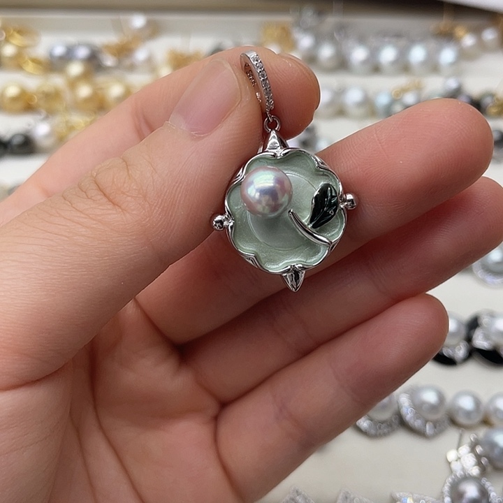 海水珍珠银S925镶嵌吊坠(不含链)