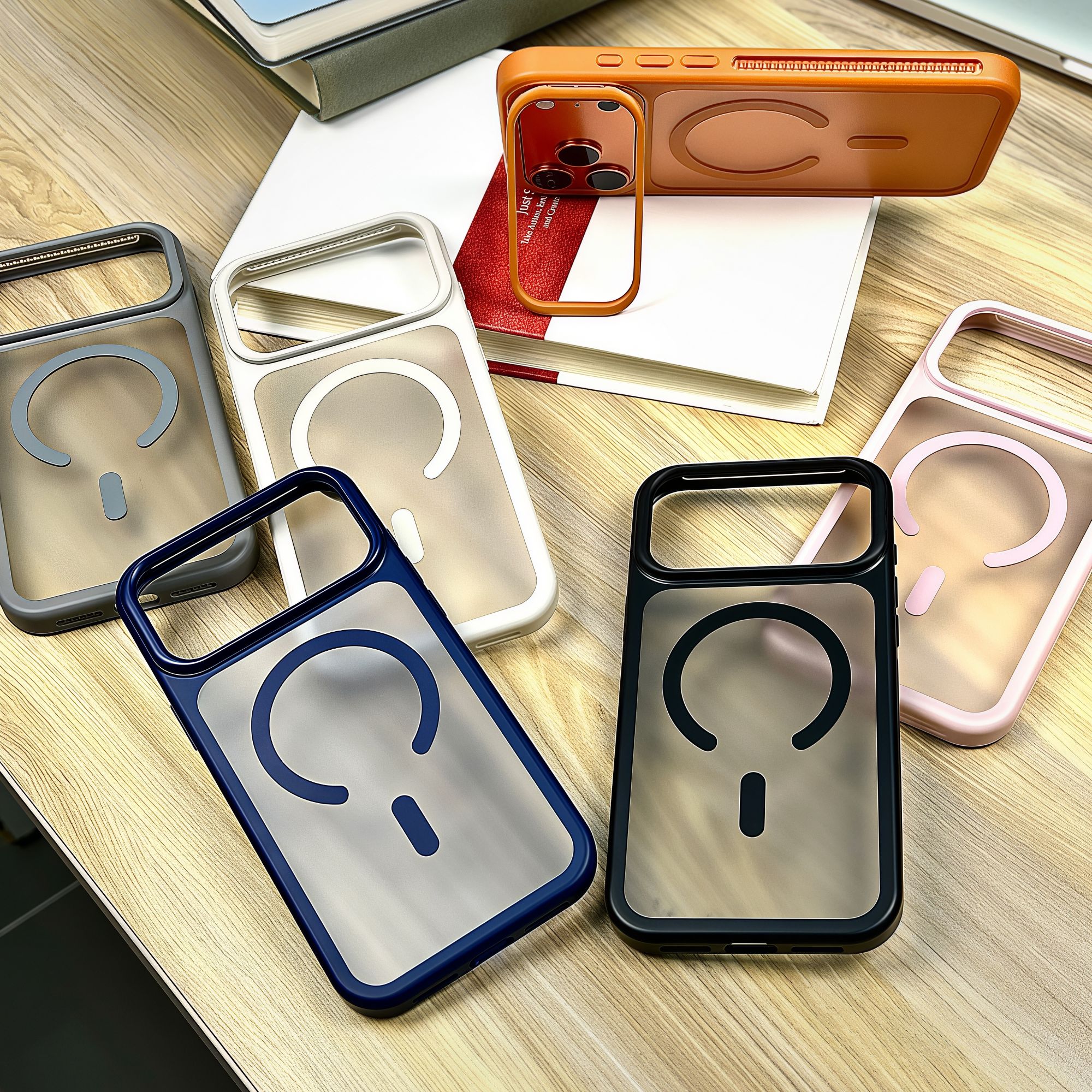 新款磨砂磁吸全包适用苹果手机壳多种机型可选镜头支架简约简约