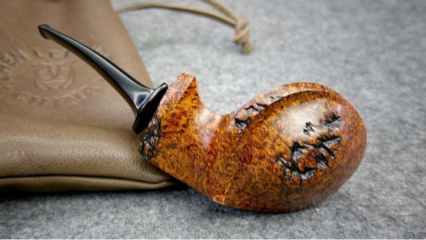 中国陈磊螳螂签名级自由式双面鼓河豚富家石楠木手工烟斗