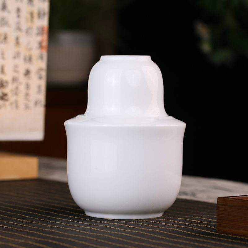 汇儒堂羊脂玉瓷纯色陶瓷煮酒器三两温酒壶烫酒器家用酒具白酒杯