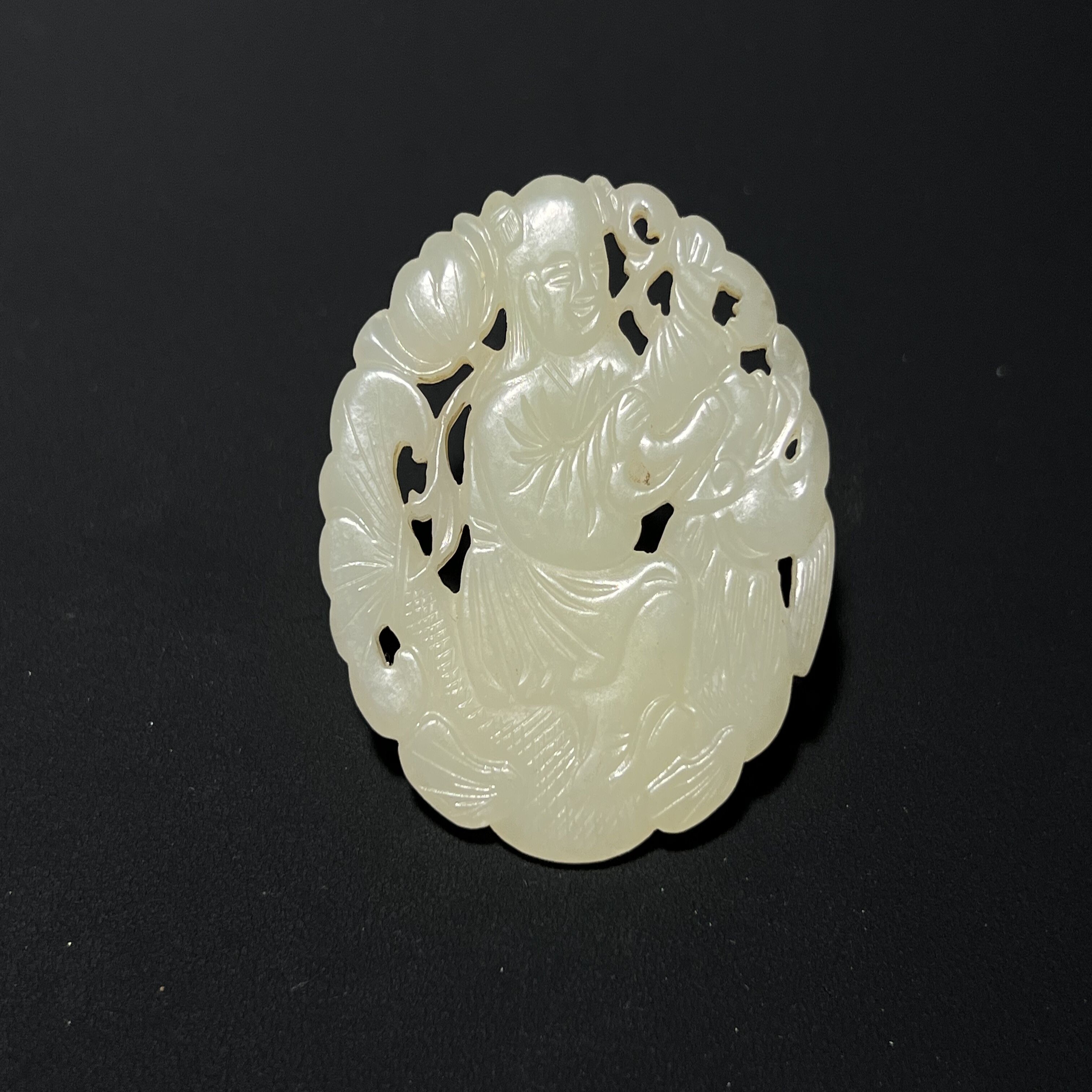 清代镂空骑龙童子玉佩/LTK088A383/集萃斋