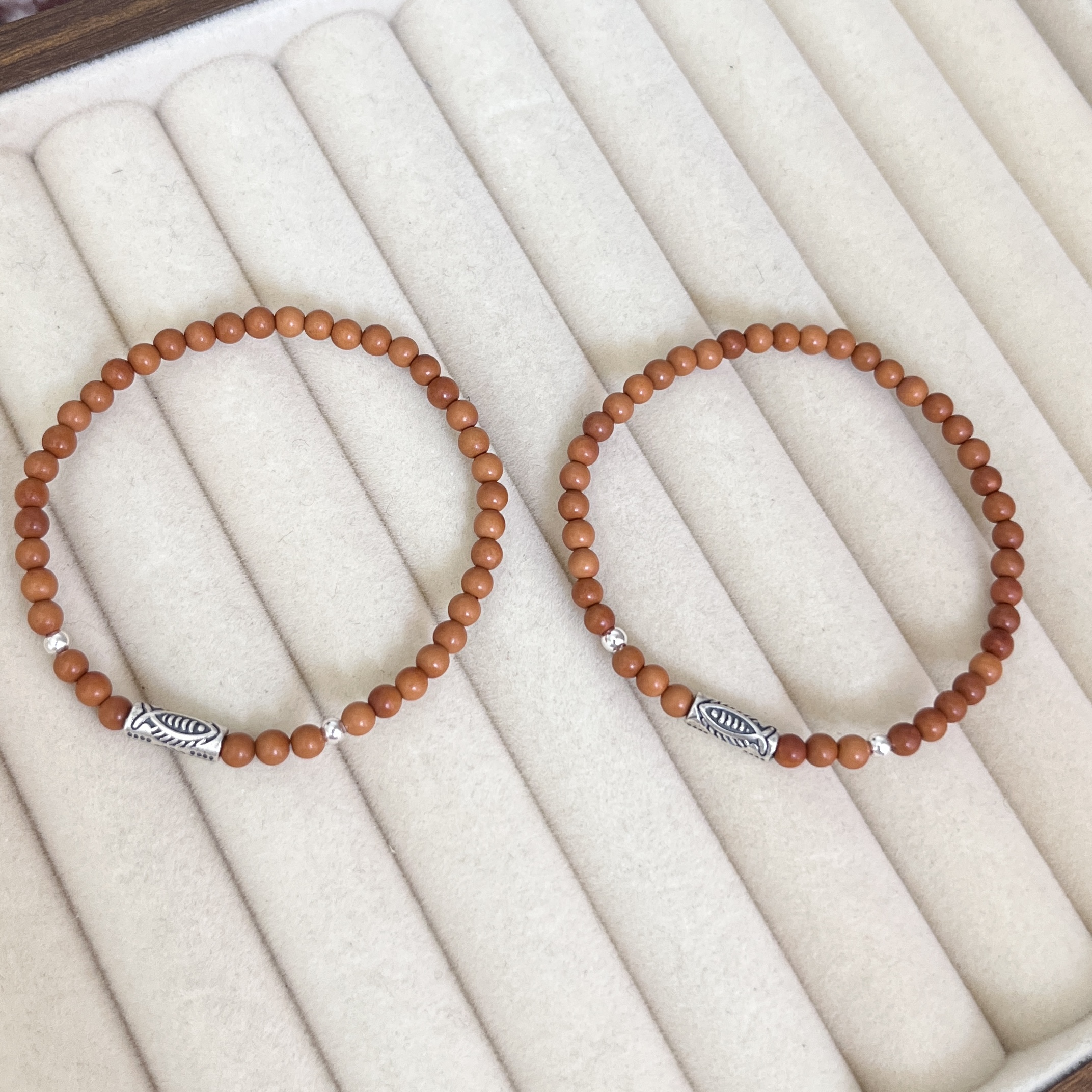 天然橄榄核手链单圈文玩木质手串s925银新中式小众百搭叠戴神器