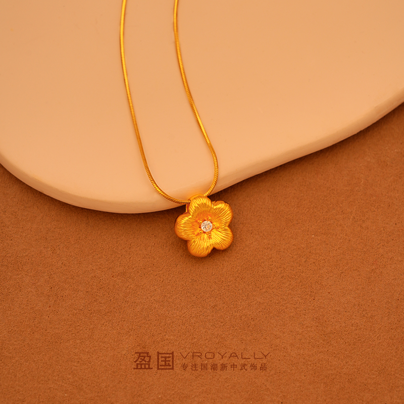 铜合金合成锆石吊坠 【花间拾趣】新中式国风花吊坠甜美双面