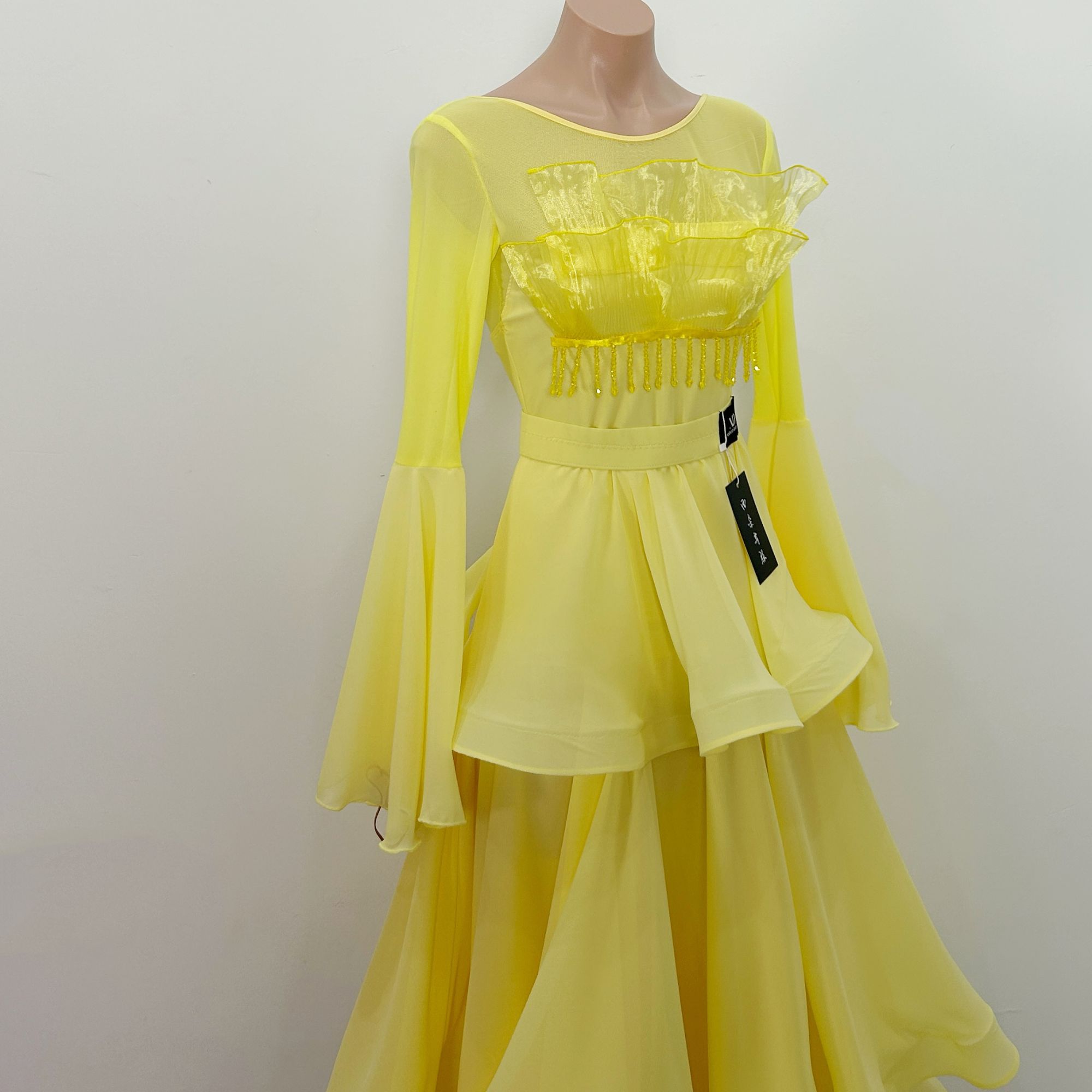 西朵舞服水晶摩登舞大裙摆连衣裙表演裙XD516